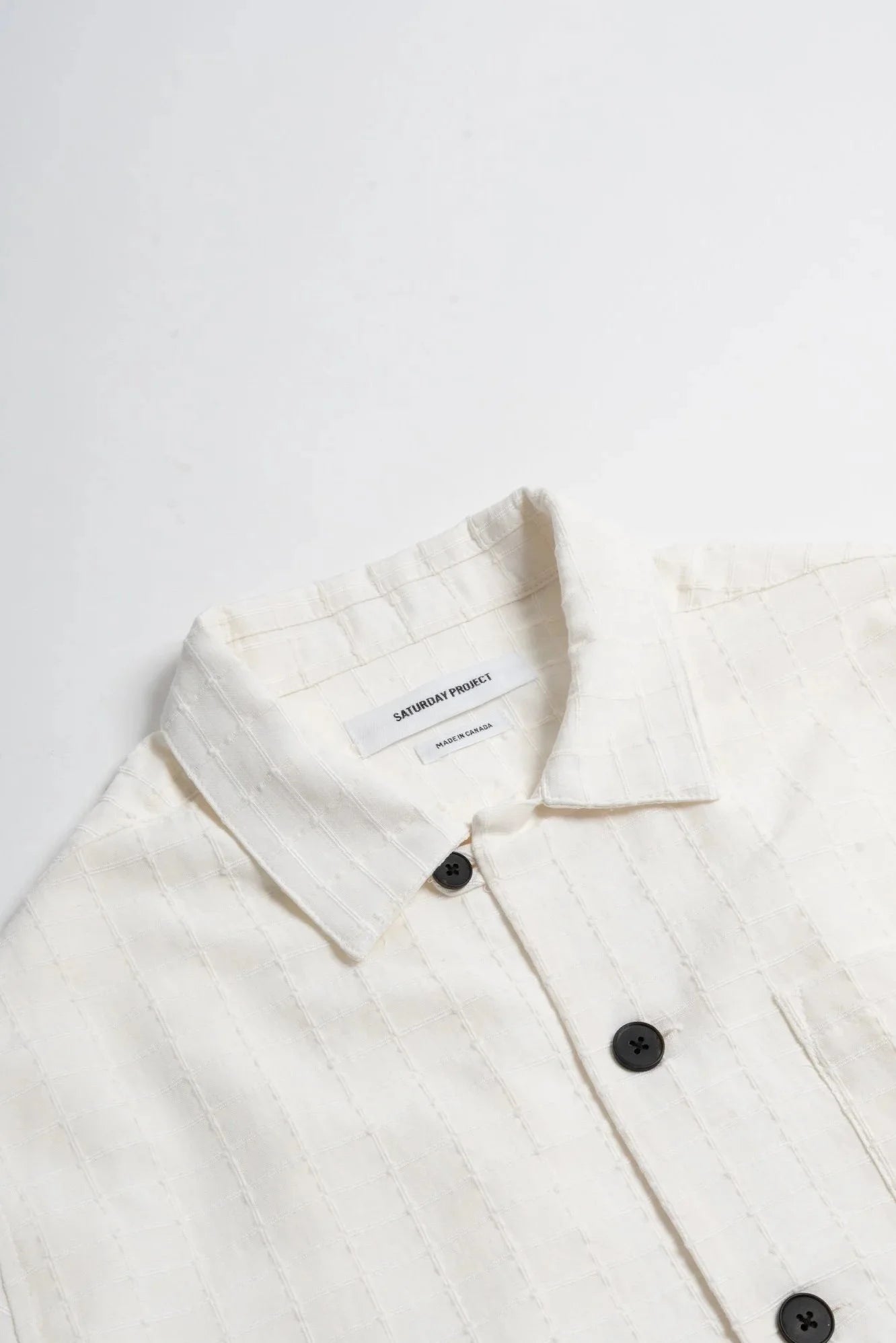 SATURDAY PROJECT Jacquard Overshirt | White Windowpane LEO BOUTIQUE