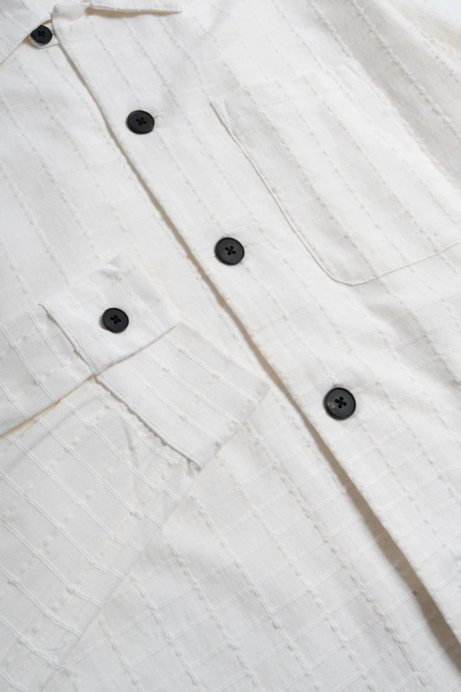 SATURDAY PROJECT Jacquard Overshirt | White Windowpane LEO BOUTIQUE