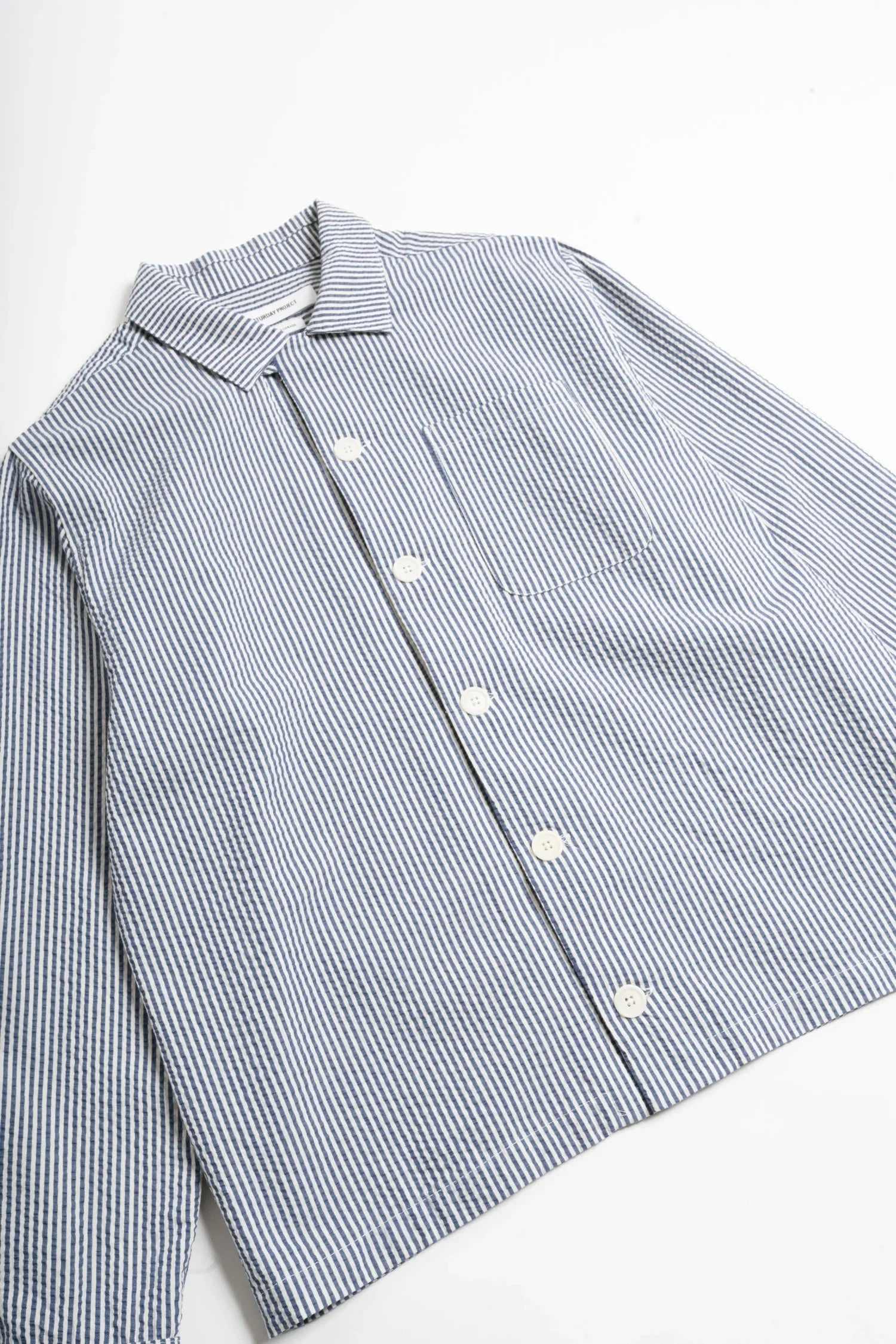 SATURDAY PROJECT Seersucker Overshirt | Blue Stripe LEO BOUTIQUE