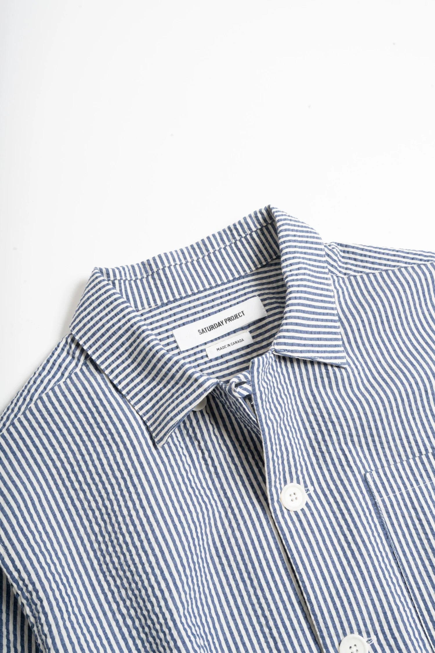 SATURDAY PROJECT Seersucker Overshirt | Blue Stripe LEO BOUTIQUE