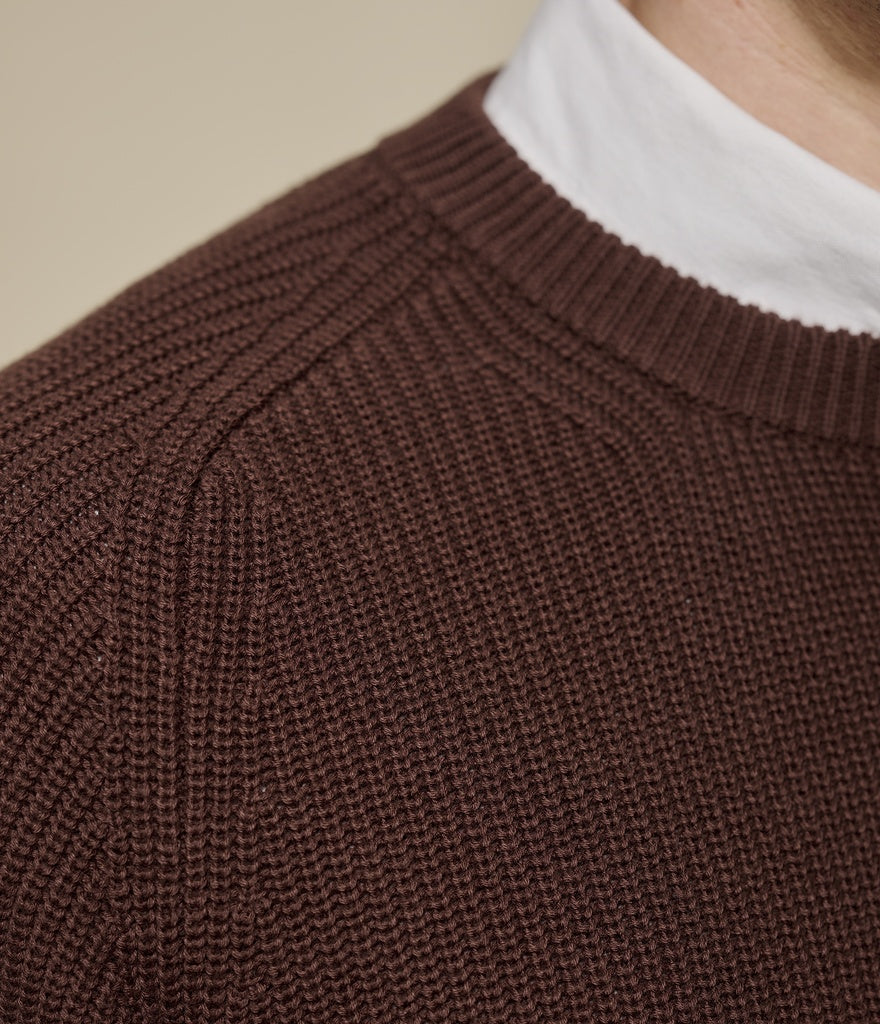 MERZ B. SCHWANEN CC03 Sturdy Ribbed Cotton Sweater | 192 Chocolate LEO BOUTIQUE