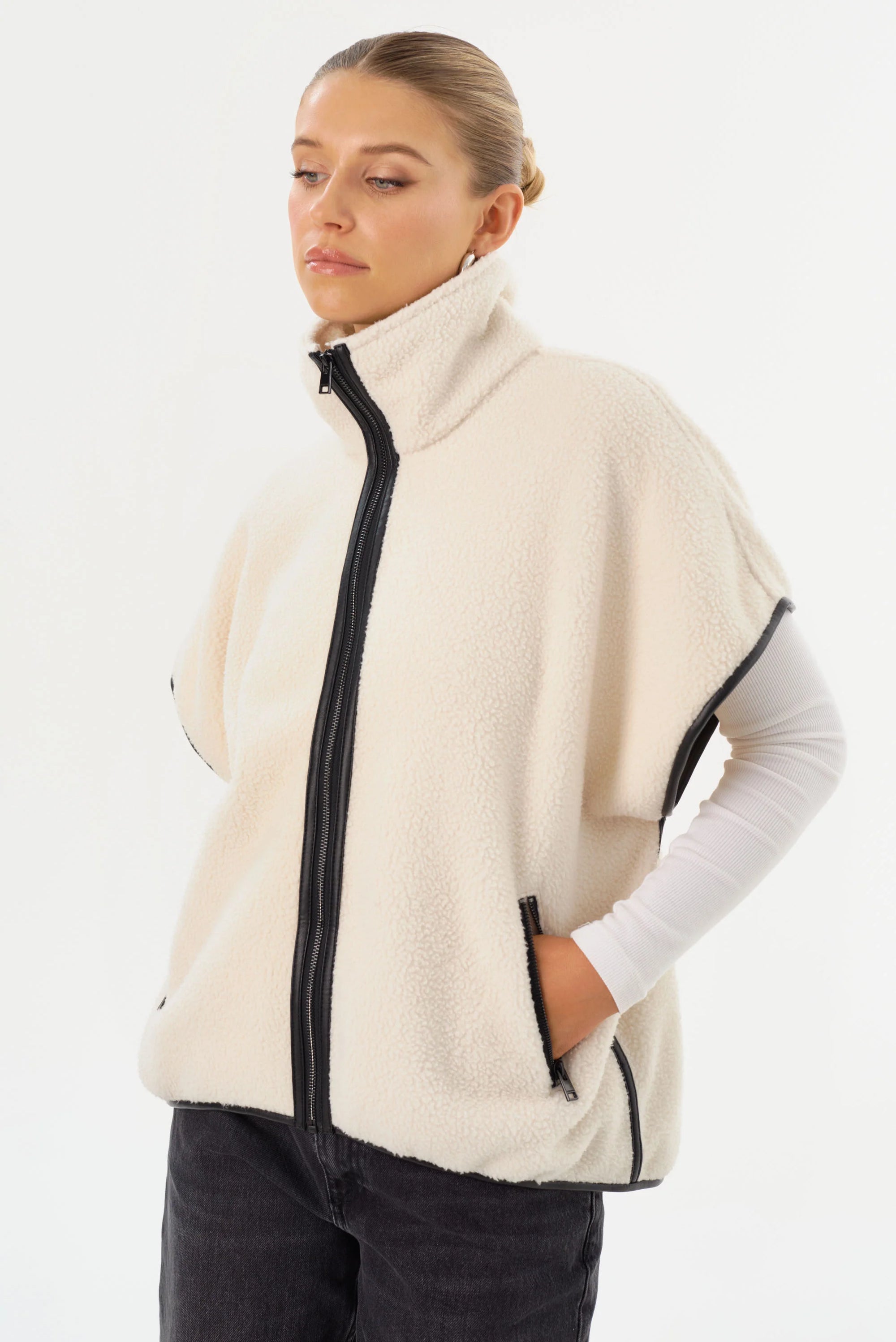 LEO BOUTIQUE Eudora Fleece Zip | ivory LAMARQUE