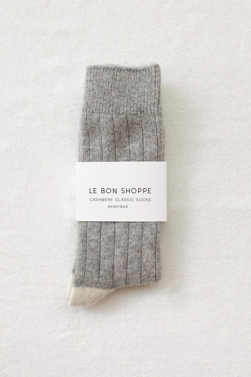 LEO BOUTIQUE Extended Cashmere Classic Socks | Grey Melange LE BON SHOP