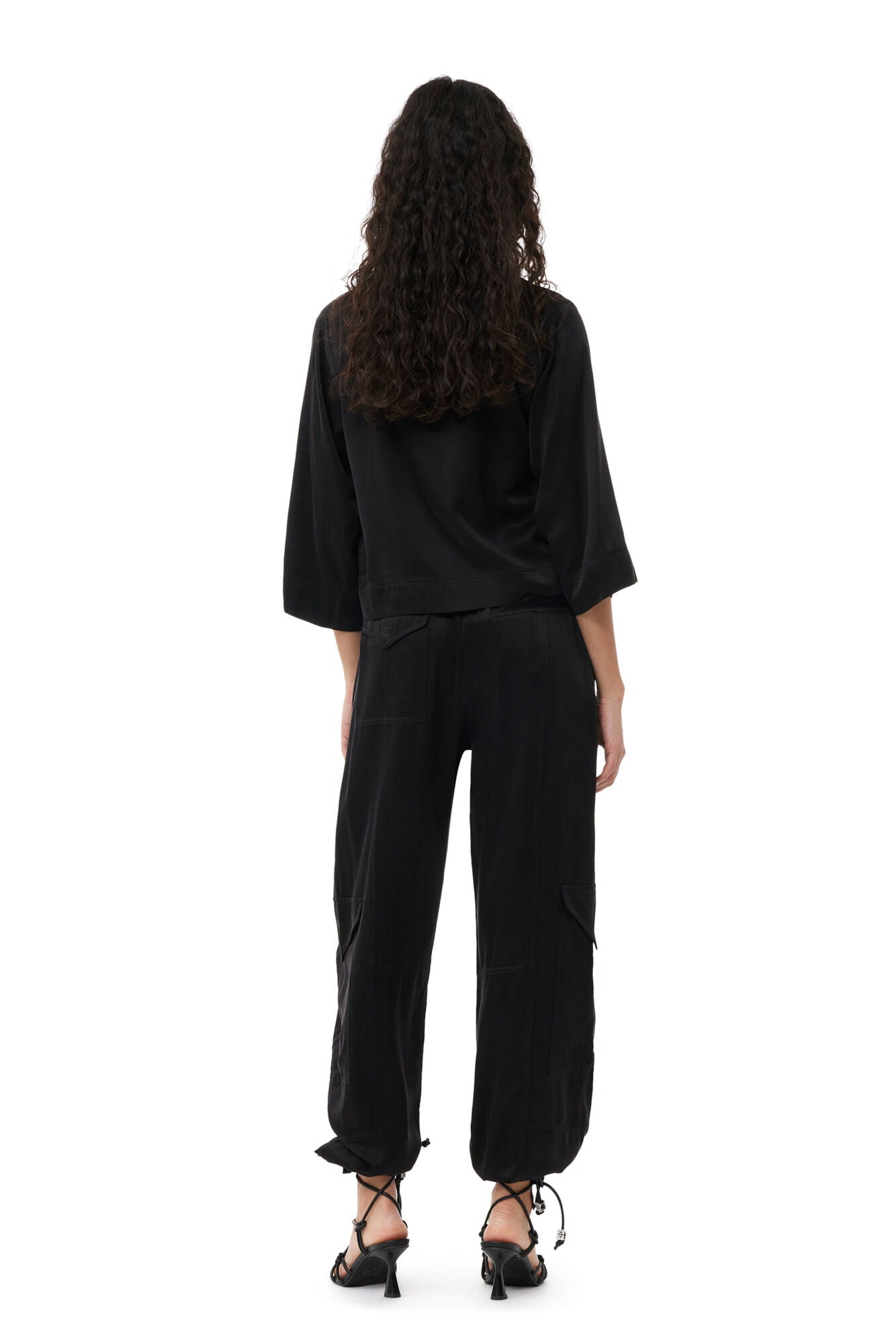 LEO BOUTIQUE Washed Satin Shirt Black GANNI