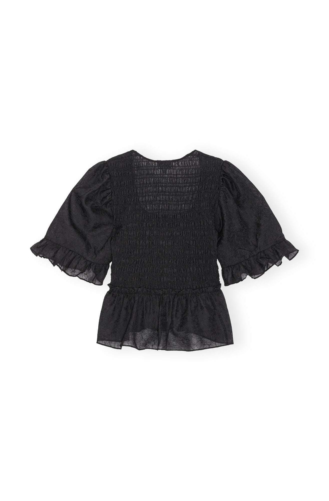 LEO BOUTIQUE Crinkled Georgette Smock Blouse Black GANNI