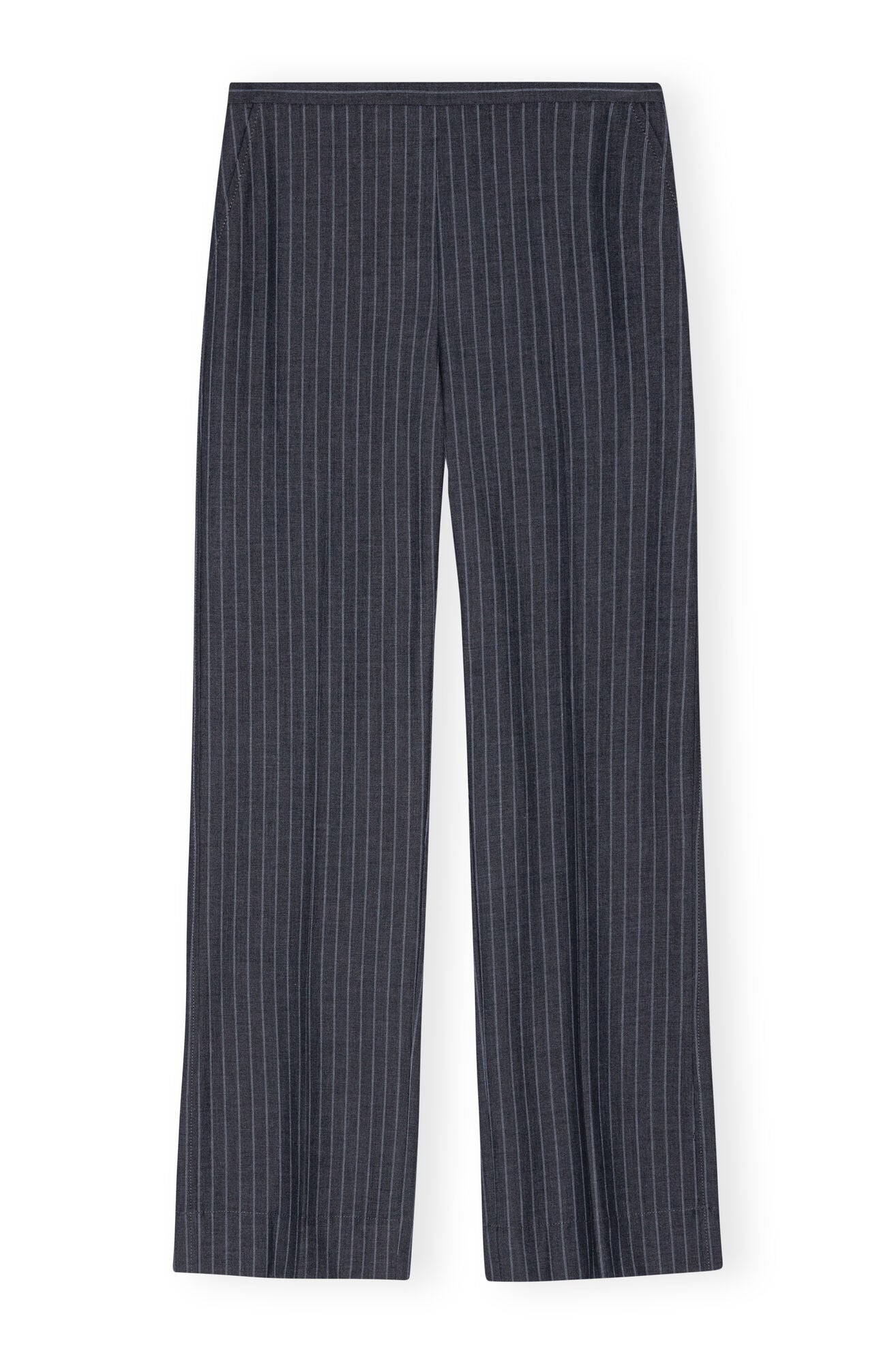 LEO BOUTIQUE Stretch Stripe Mid Waist Pants Gray Pinstripe GANNI