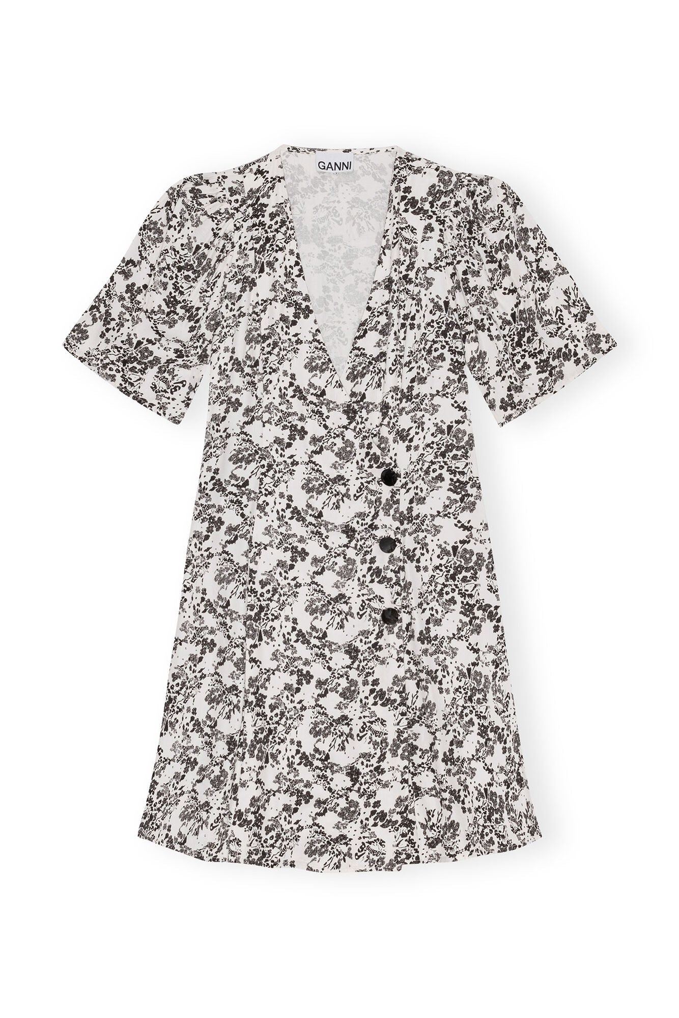 LEO BOUTIQUE Viscose Twill Wrap Mini Dress Egret Print GANNI