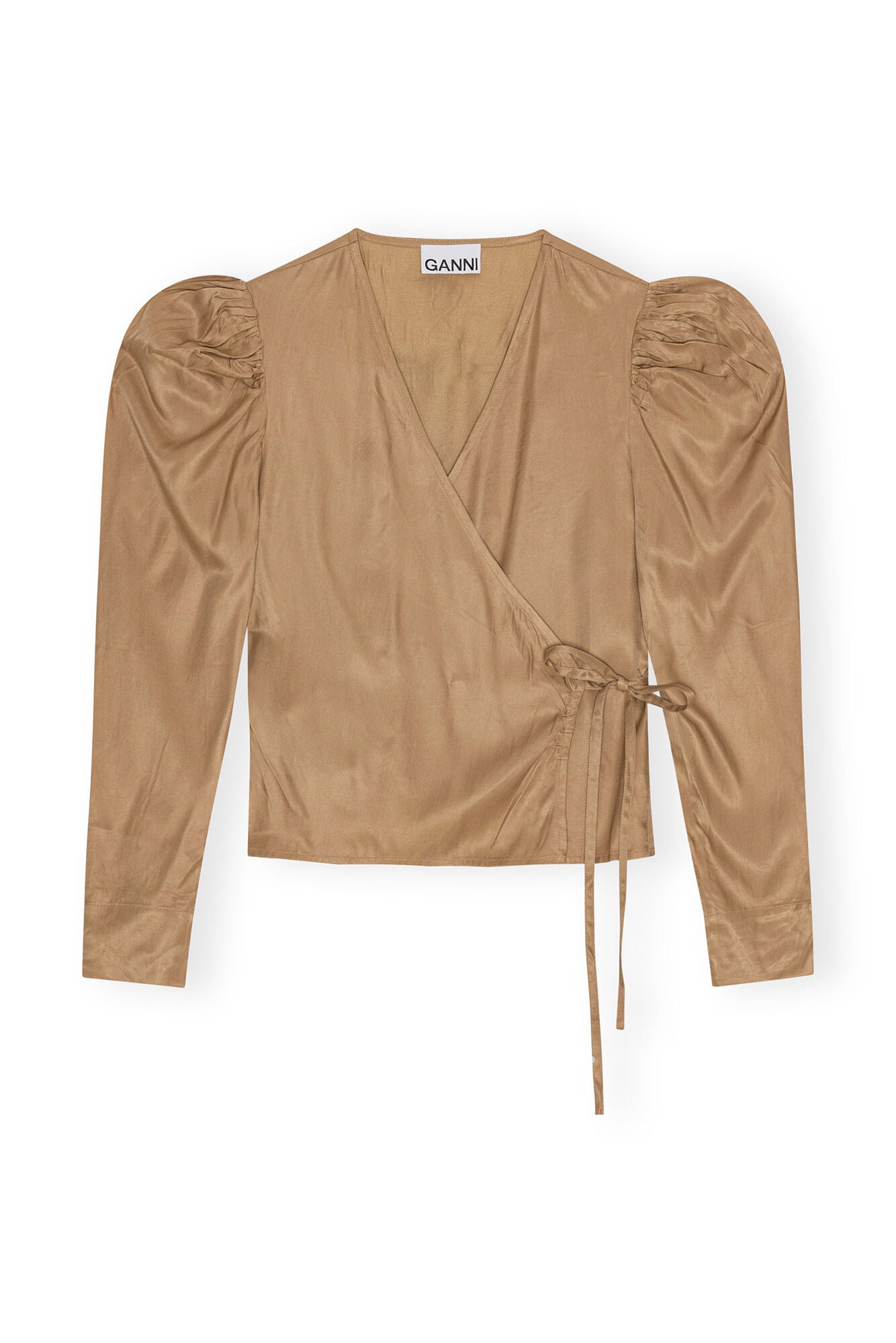 LEO boutique viscose twill wrap blouse tiger's eye GANNI