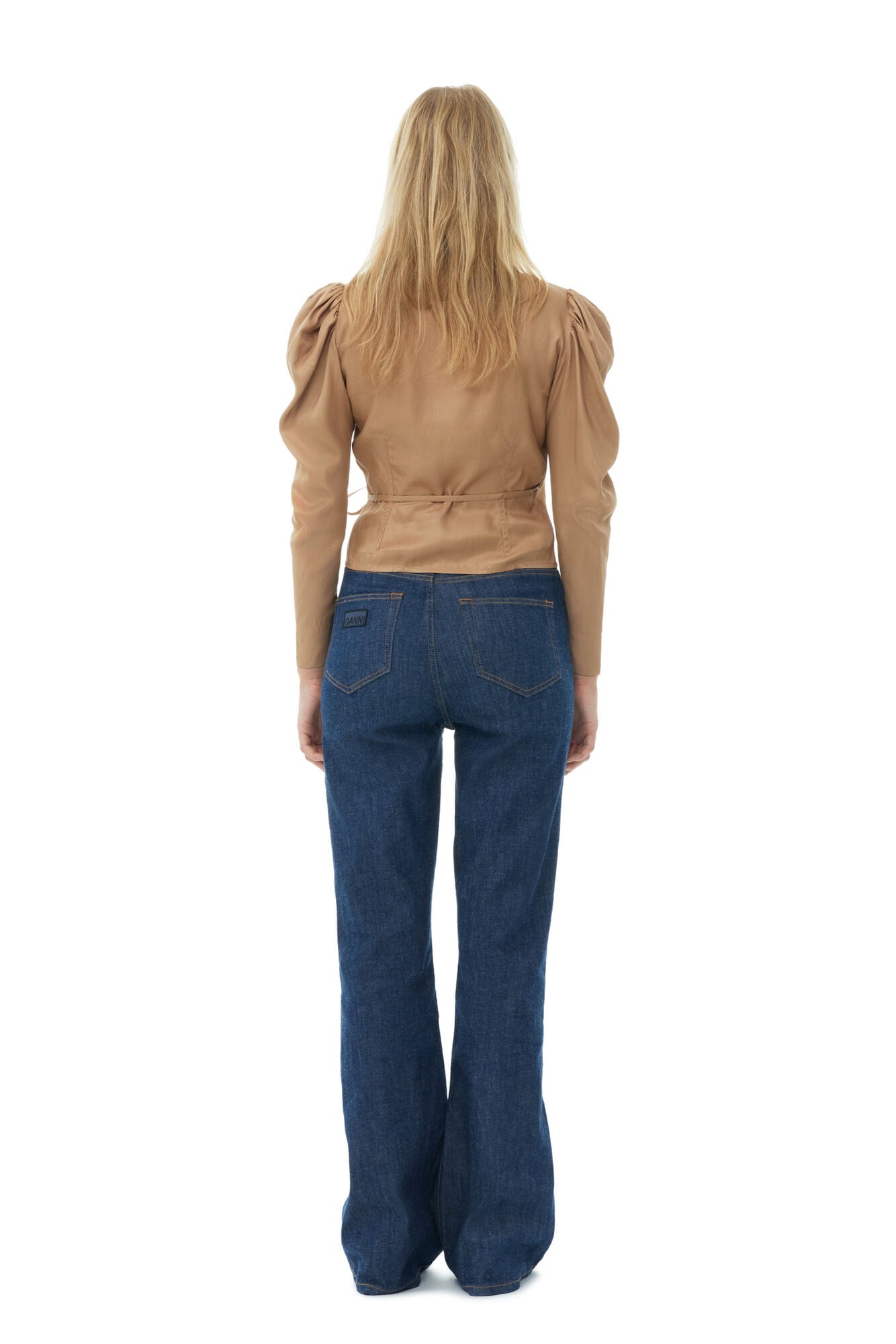 LEO boutique viscose twill wrap blouse tiger's eye GANNI
