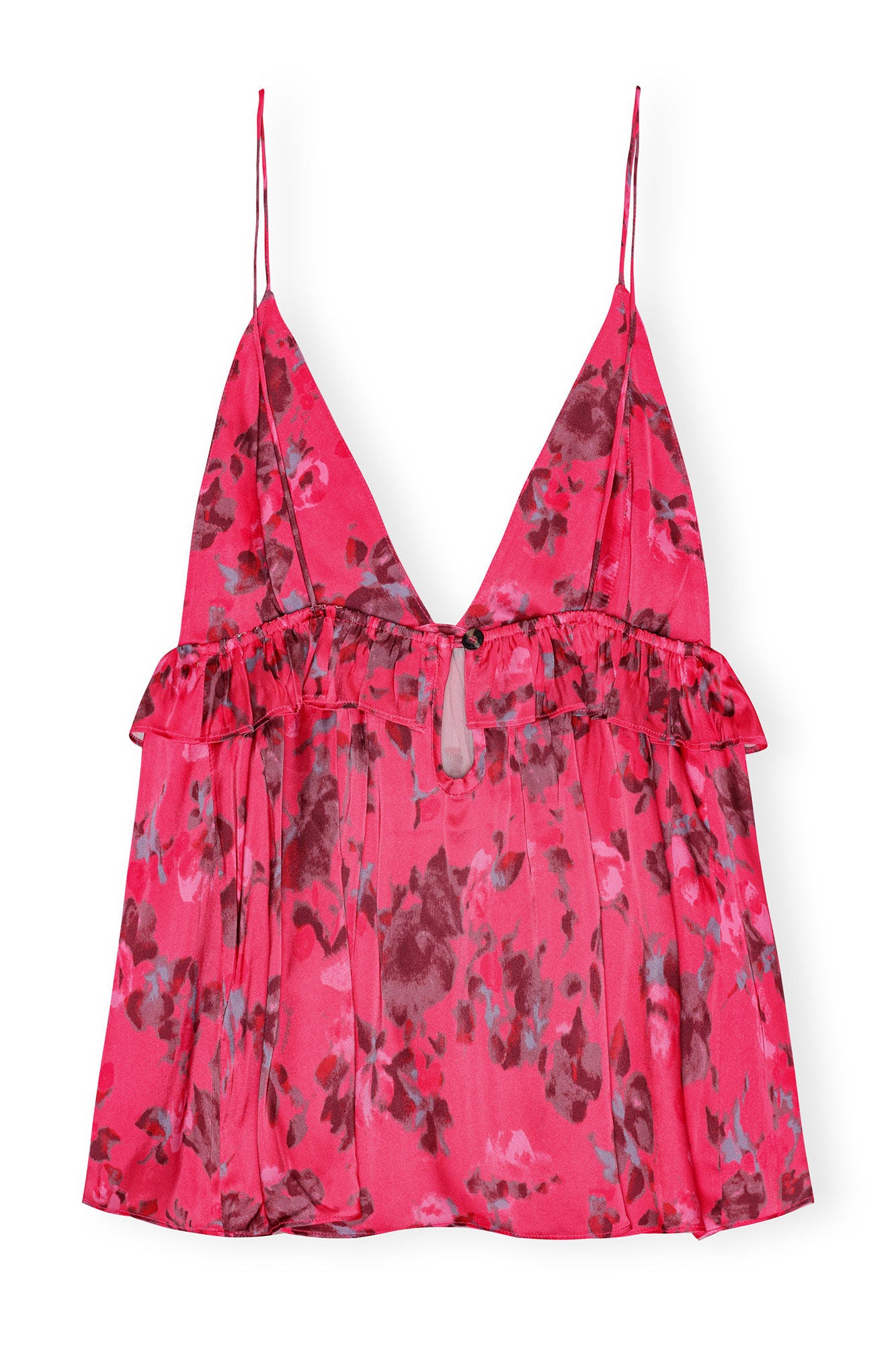 LEO BOUTIQUE Printed Satin Strap Top Raspberry Wine GANNI