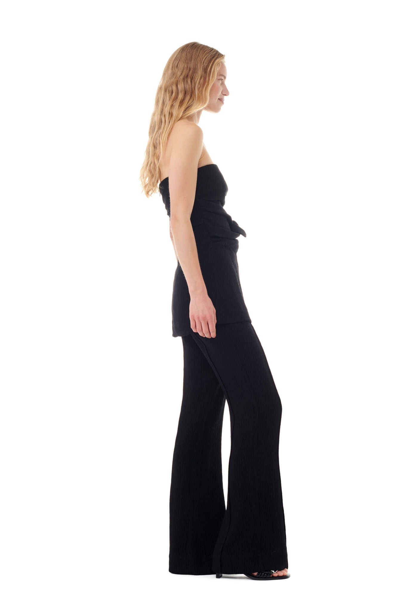 LEO BOUTIQUE Viscose Stretch Crepe Flared Pants Black GANNI