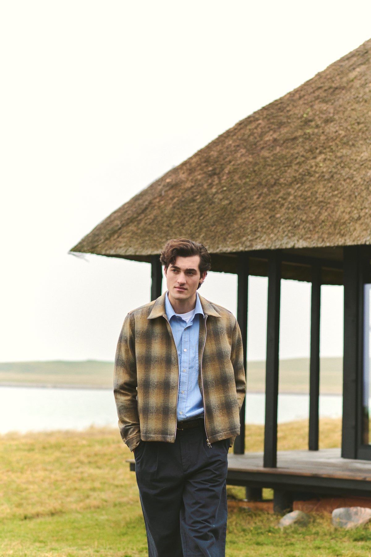 FORÉT Raven Wool Zip OverShirt | Fallow Check LEO BOUTIQUE