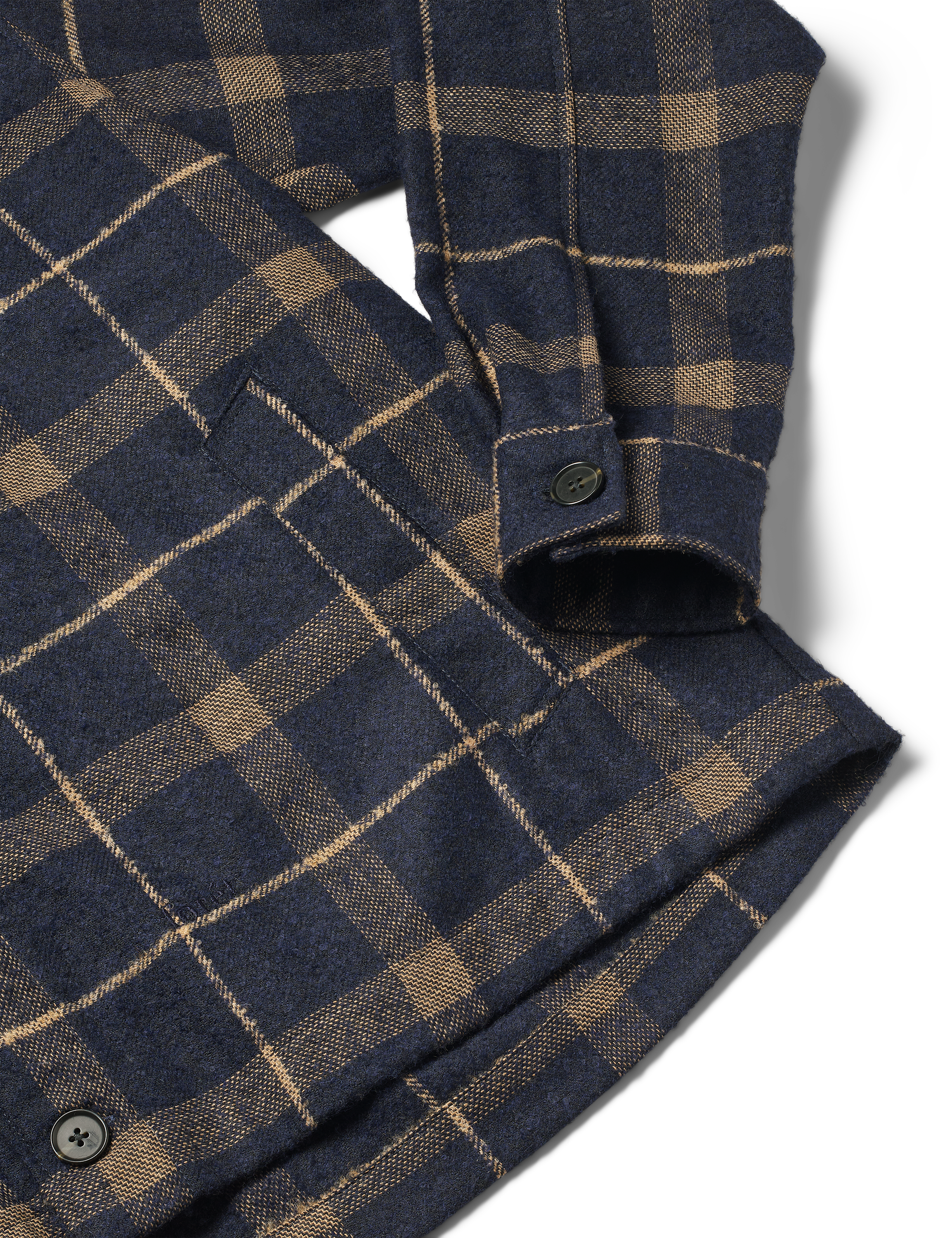 FORET Sun Wool Relaxed Fit Check OverShirt | Navy LEO BOUTIQUE