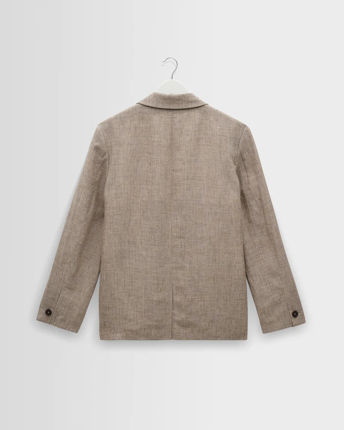 WAX LONDON Finery Blazer 2.0 | Linen Stripe | Natural / Brown LEO BOUTIQUE 