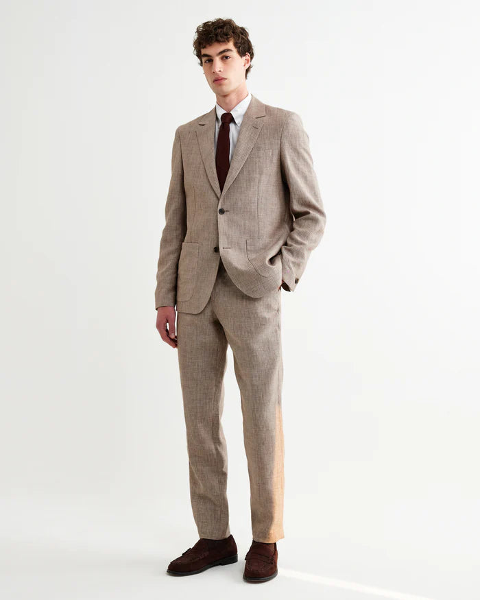WAX LONDON Finery Blazer 2.0 | Linen Stripe | Natural / Brown LEO BOUTIQUE 
