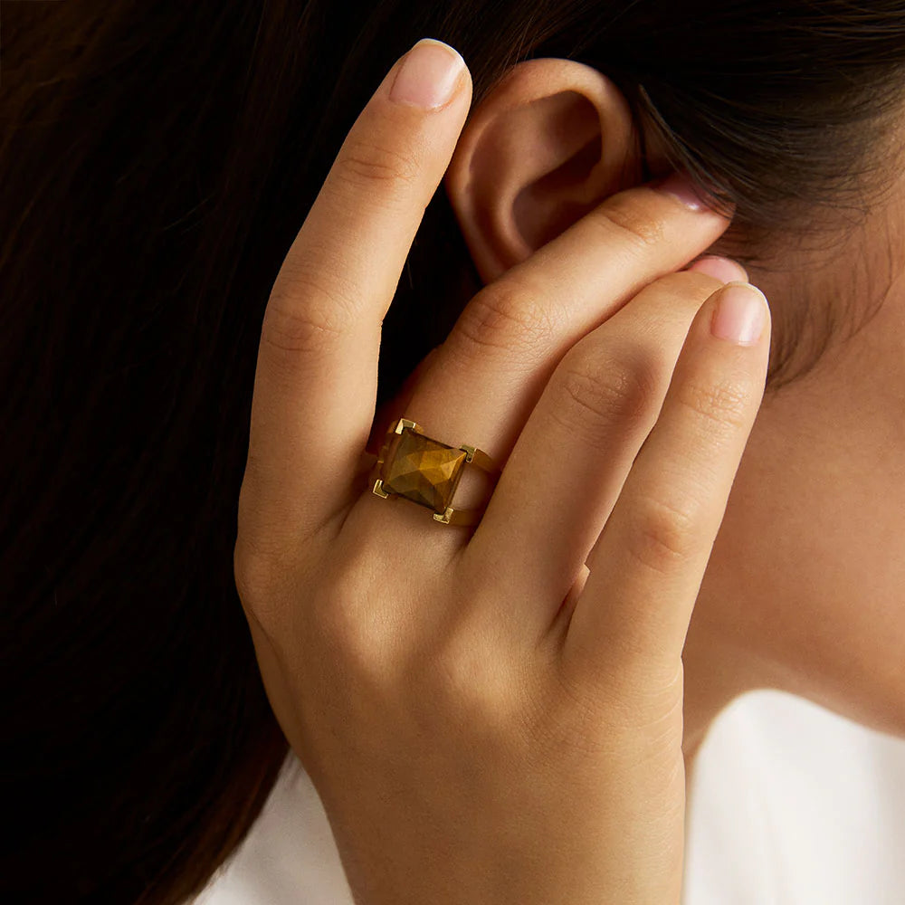 DEAN DAVIDSON Mini Plaza Ring | Gold/Tigers eye LEO BOUTIQUE