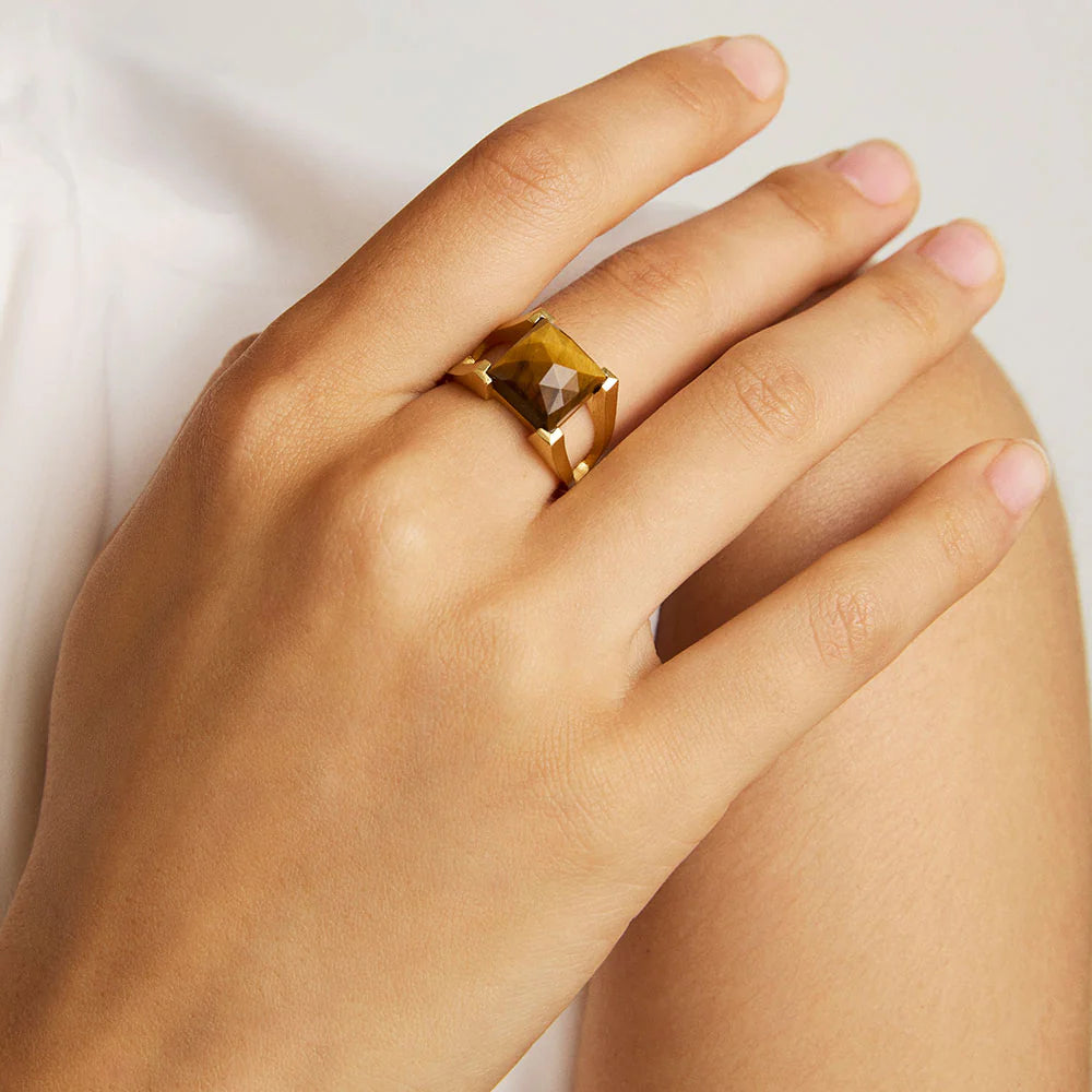 DEAN DAVIDSON Mini Plaza Ring | Gold/Tigers eye LEO BOUTIQUE