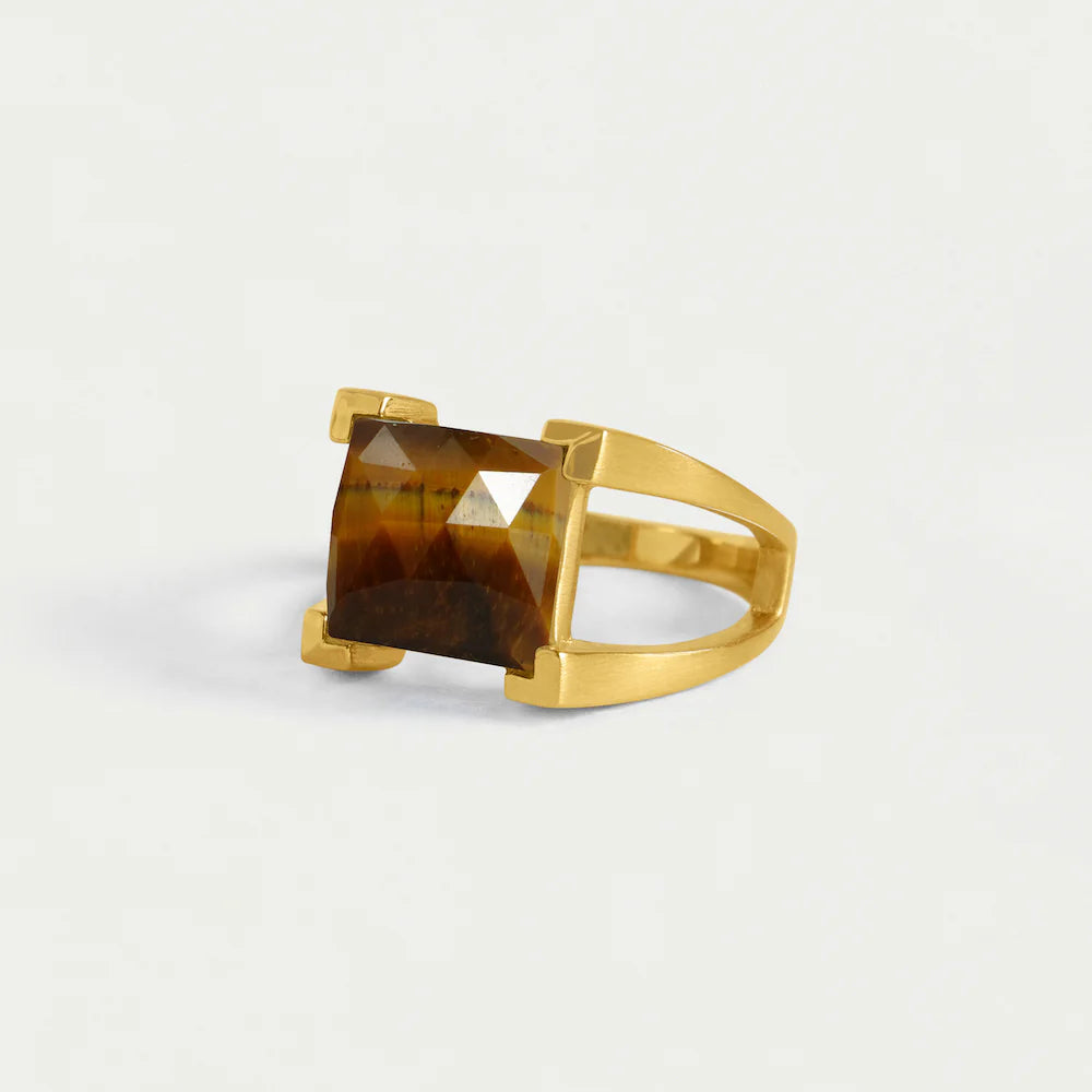 DEAN DAVIDSON Mini Plaza Ring | Gold/Tigers eye LEO BOUTIQUE