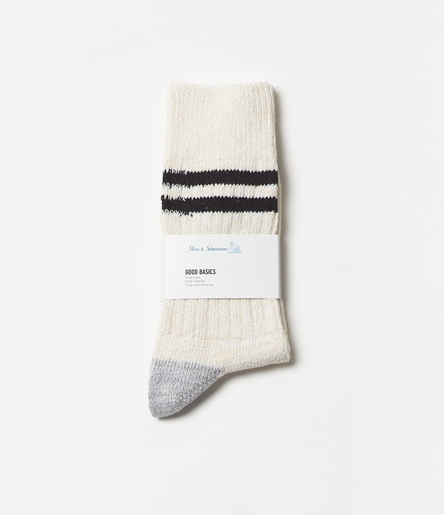 Merz b. Schwanen Socks Striped | Nature Black LEO BOUTIQUE