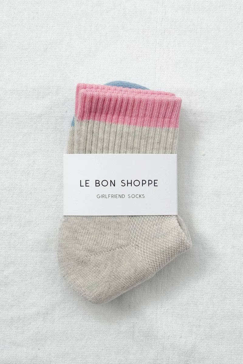 Color Block Girlfriend Socks | Grey/Pink/Blue