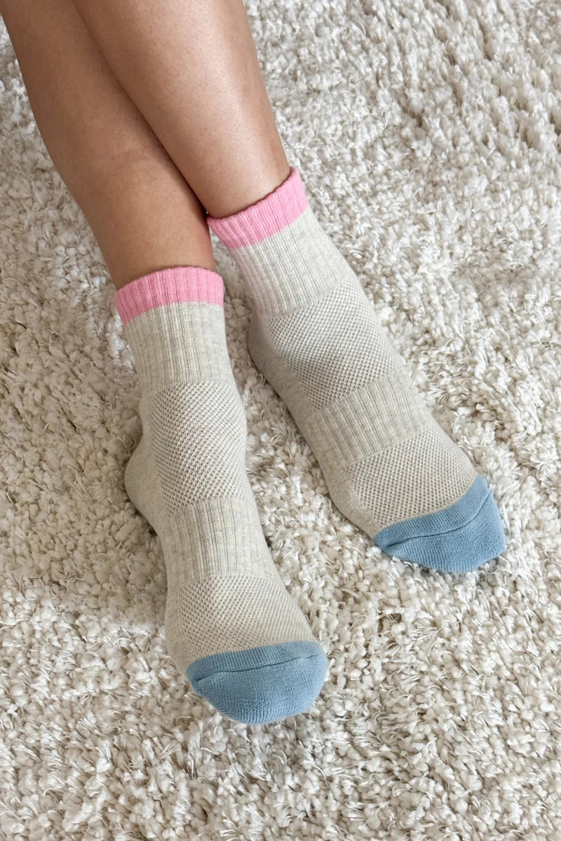 Color Block Girlfriend Socks | Grey/Pink/Blue