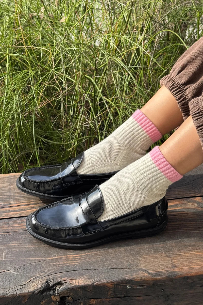 Color Block Girlfriend Socks | Grey/Pink/Blue