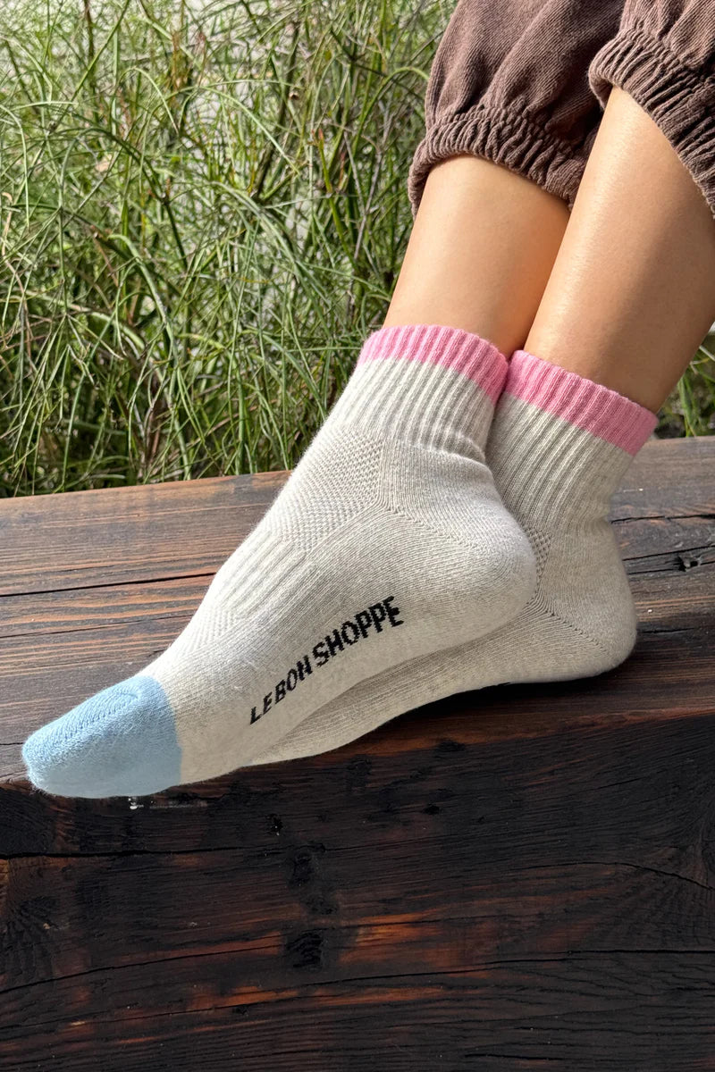 Color Block Girlfriend Socks | Grey/Pink/Blue