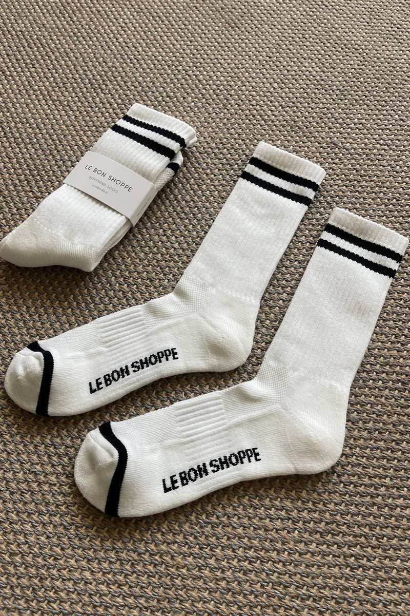 LEO BOUTIQUE Extended Boyfriend Socks | Classic White LE BON SHOPPE 