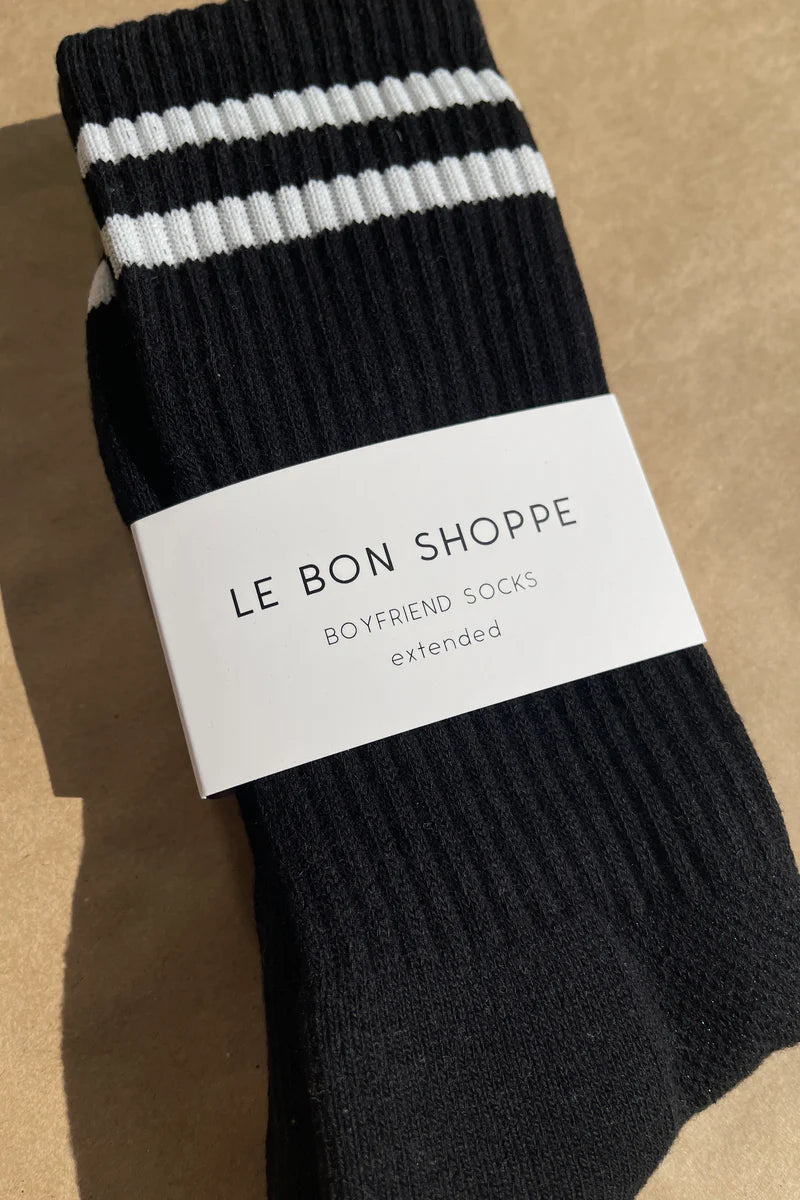 LEO BOUTIQUE Extended Boyfriend Socks Noir LE BON SHOPPE