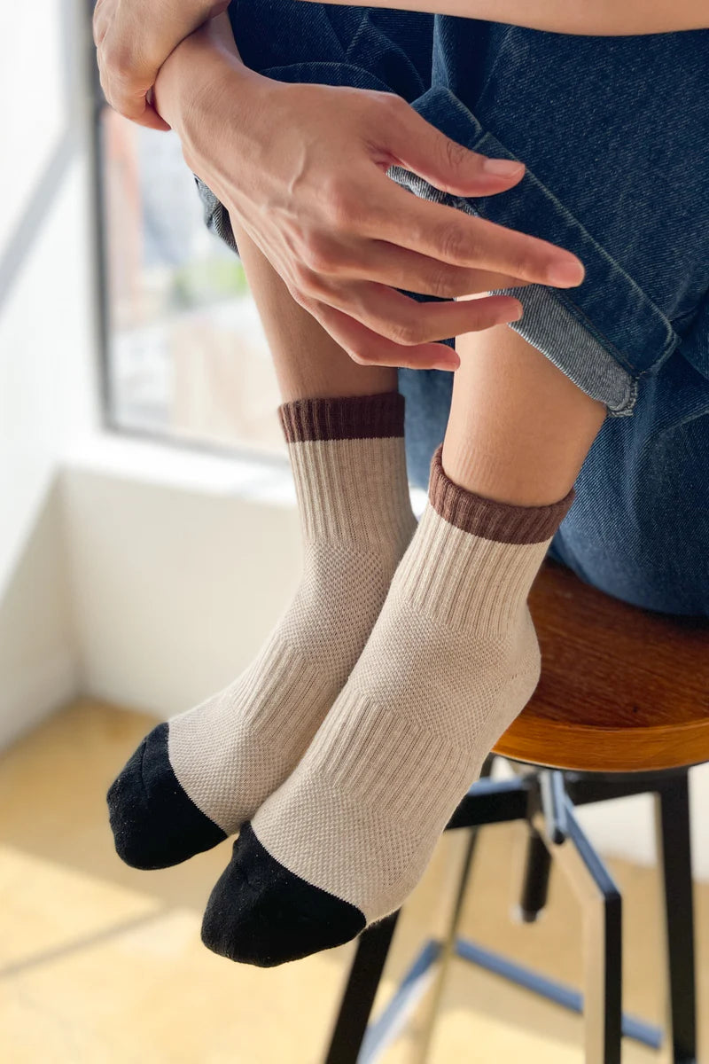 LE BON SHOPPE Color Block Girlfriend Socks | Black/Coffee LEO BOUTIQUE