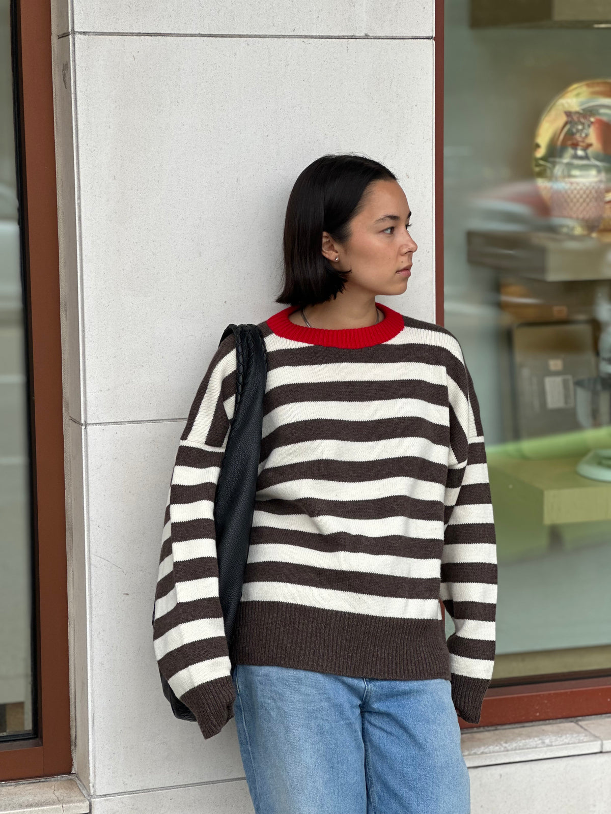 GIVEH Stripe Party Sweater | Red/grey/white LEO BOUTIQUE