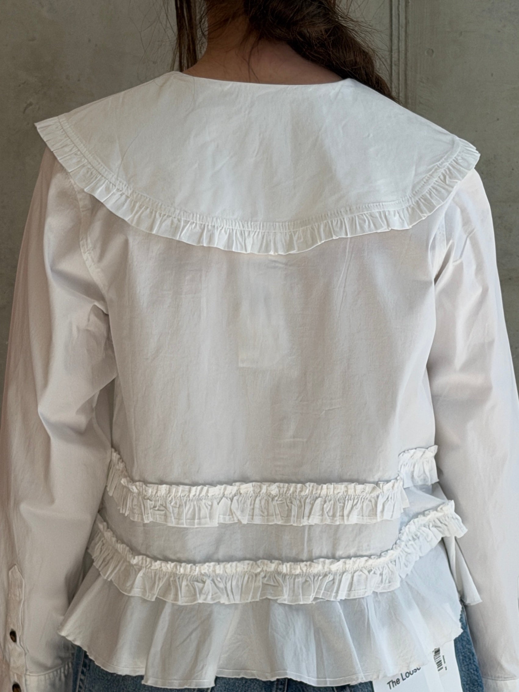 LEO BOUTIQUE Stretch Cotton Shirt w/ Frills | Snow White GANNI