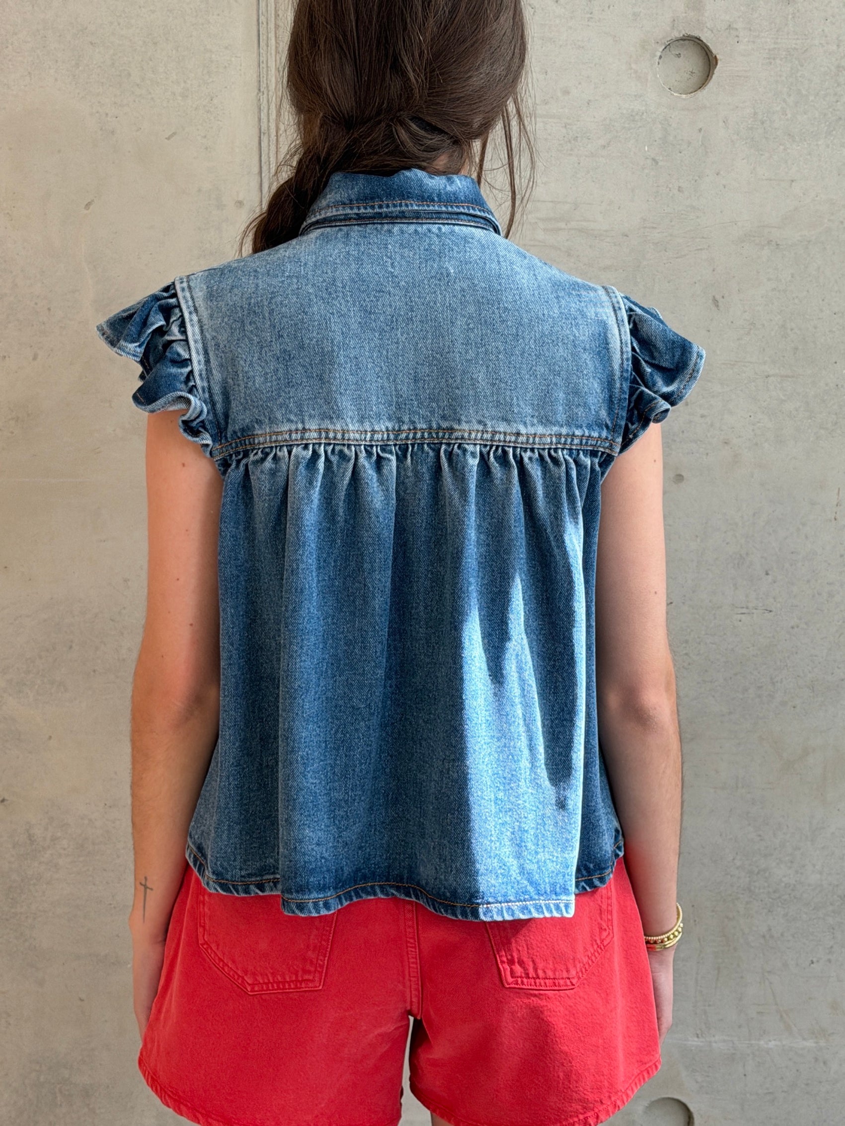 GANNI Light weight denim top | Tint Wash LEO BOUTIQUE