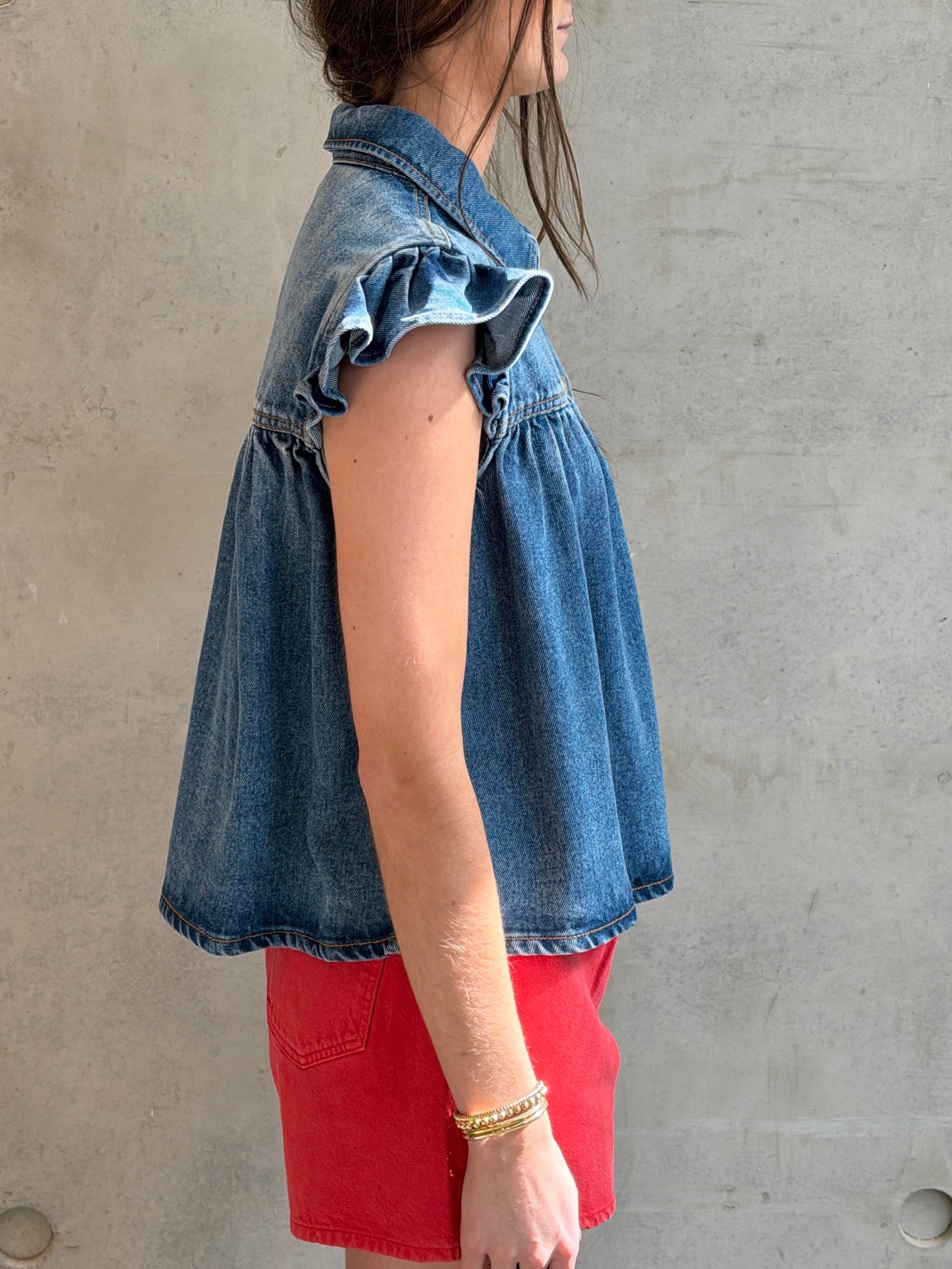 GANNI Light weight denim top | Tint Wash LEO BOUTIQUE