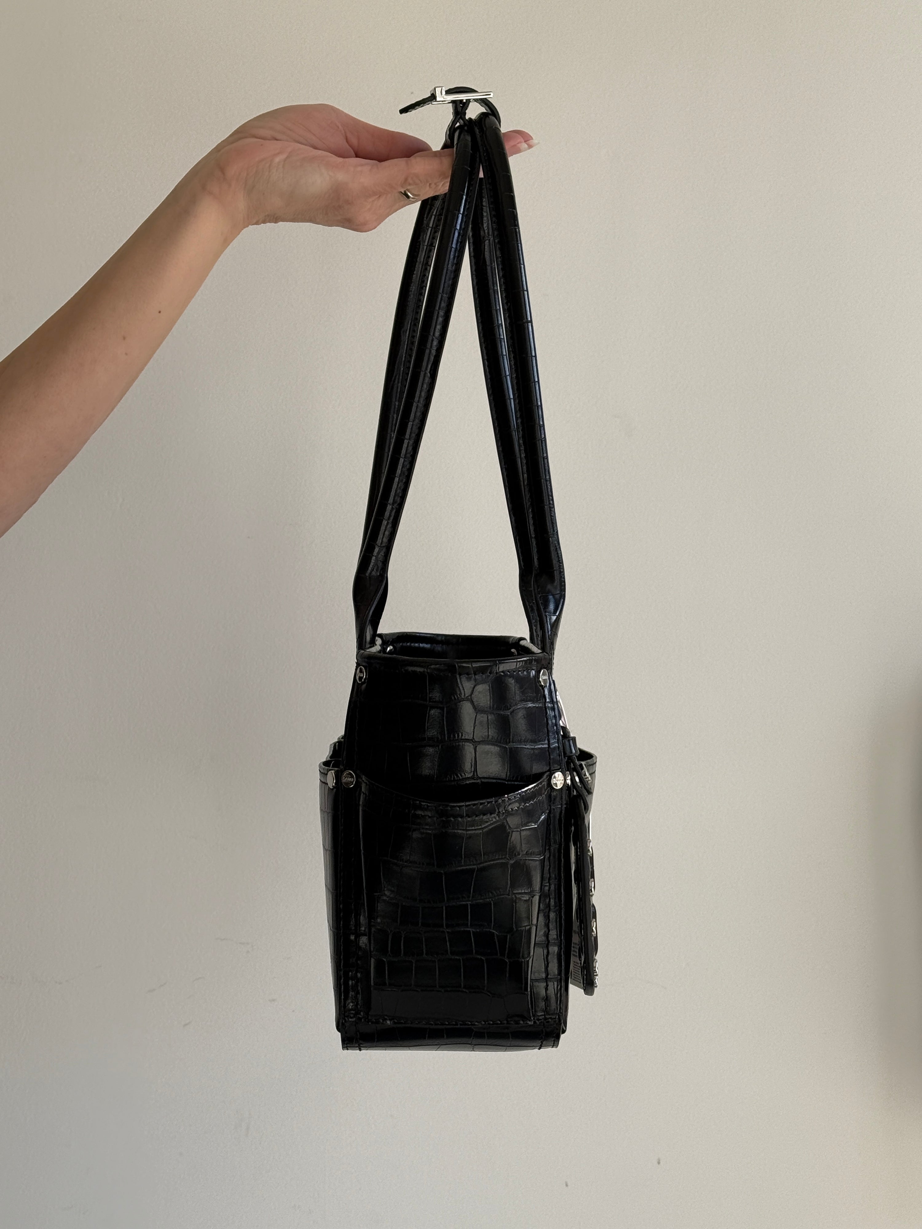 LEO BOUTIQUE Posy Small Croco Bag | Black GANNI