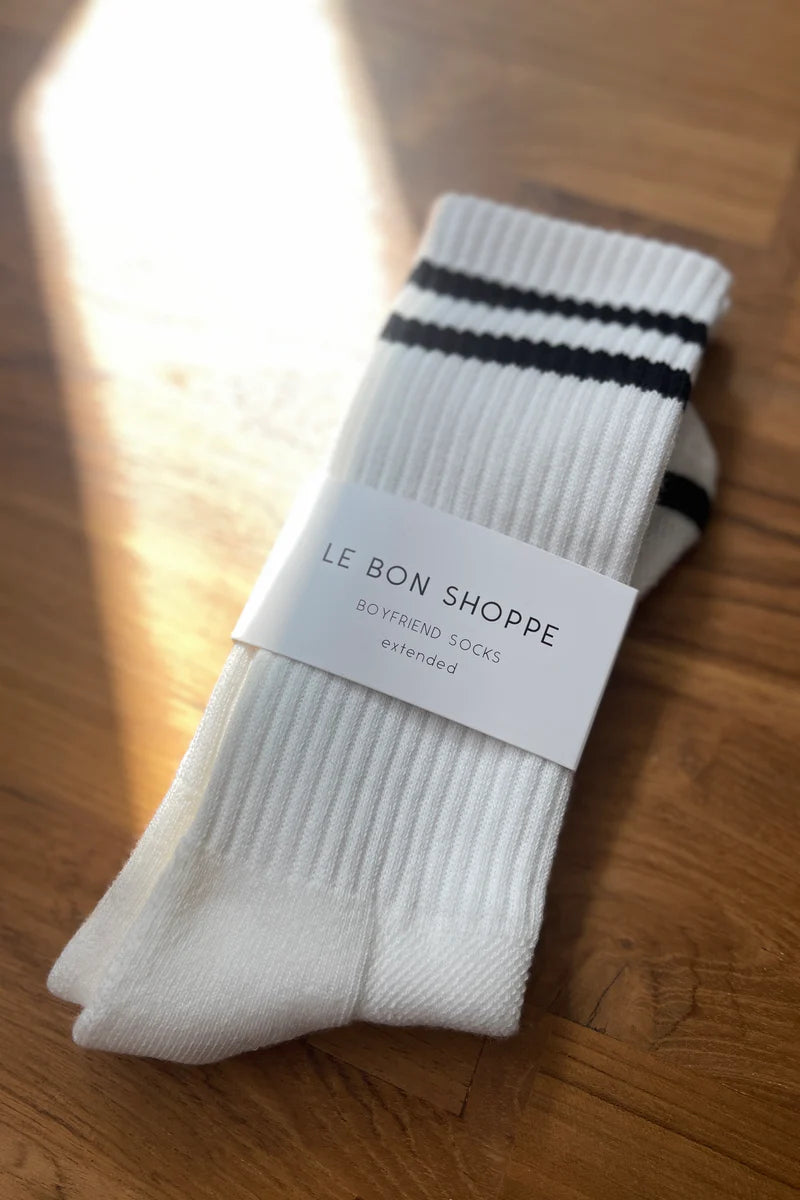 LEO BOUTIQUE Extended Boyfriend Socks | Classic White LE BON SHOPPE 