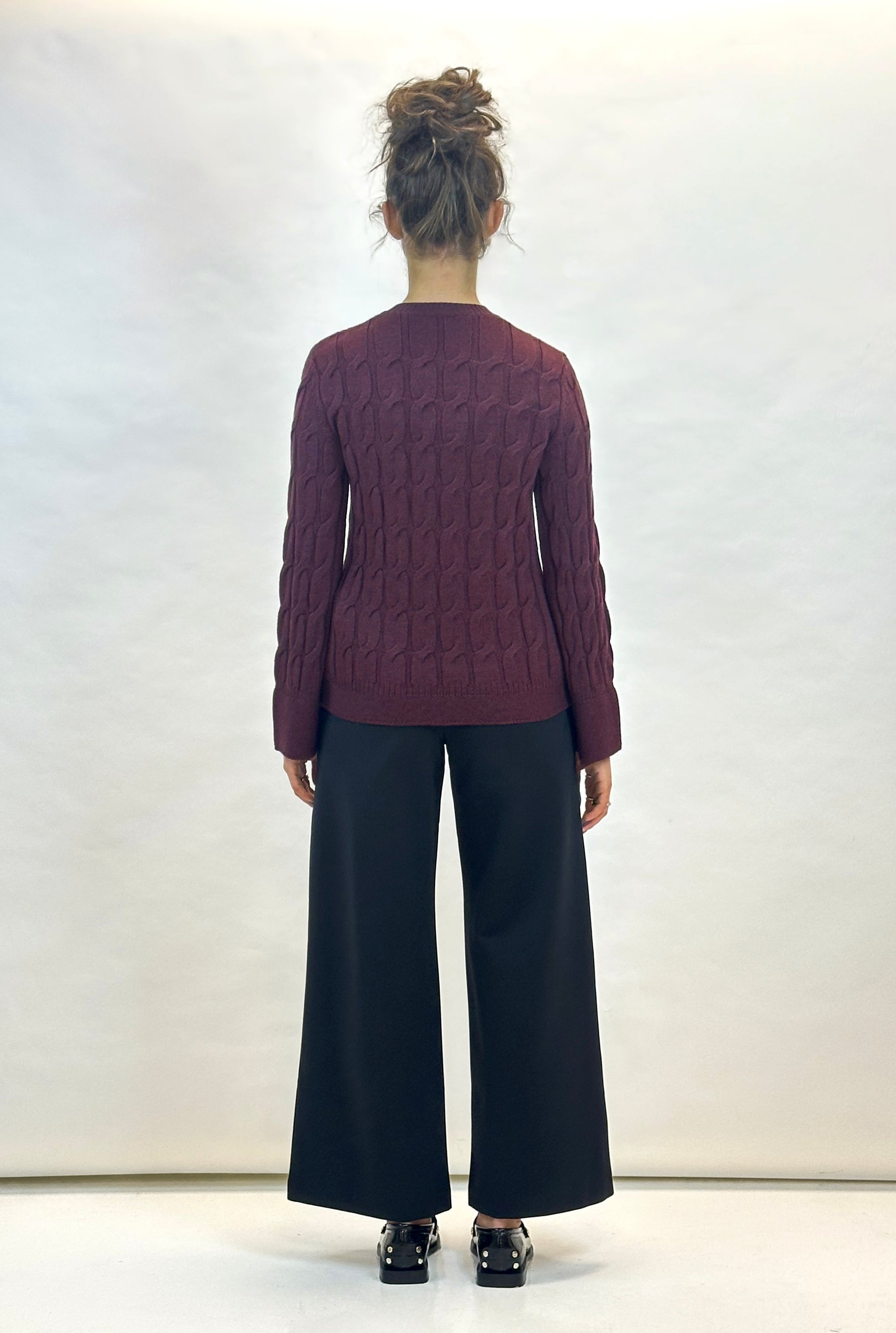 MM by MAX MARA Joice Cable Knit Top | Wine LEO BOUTIQUE