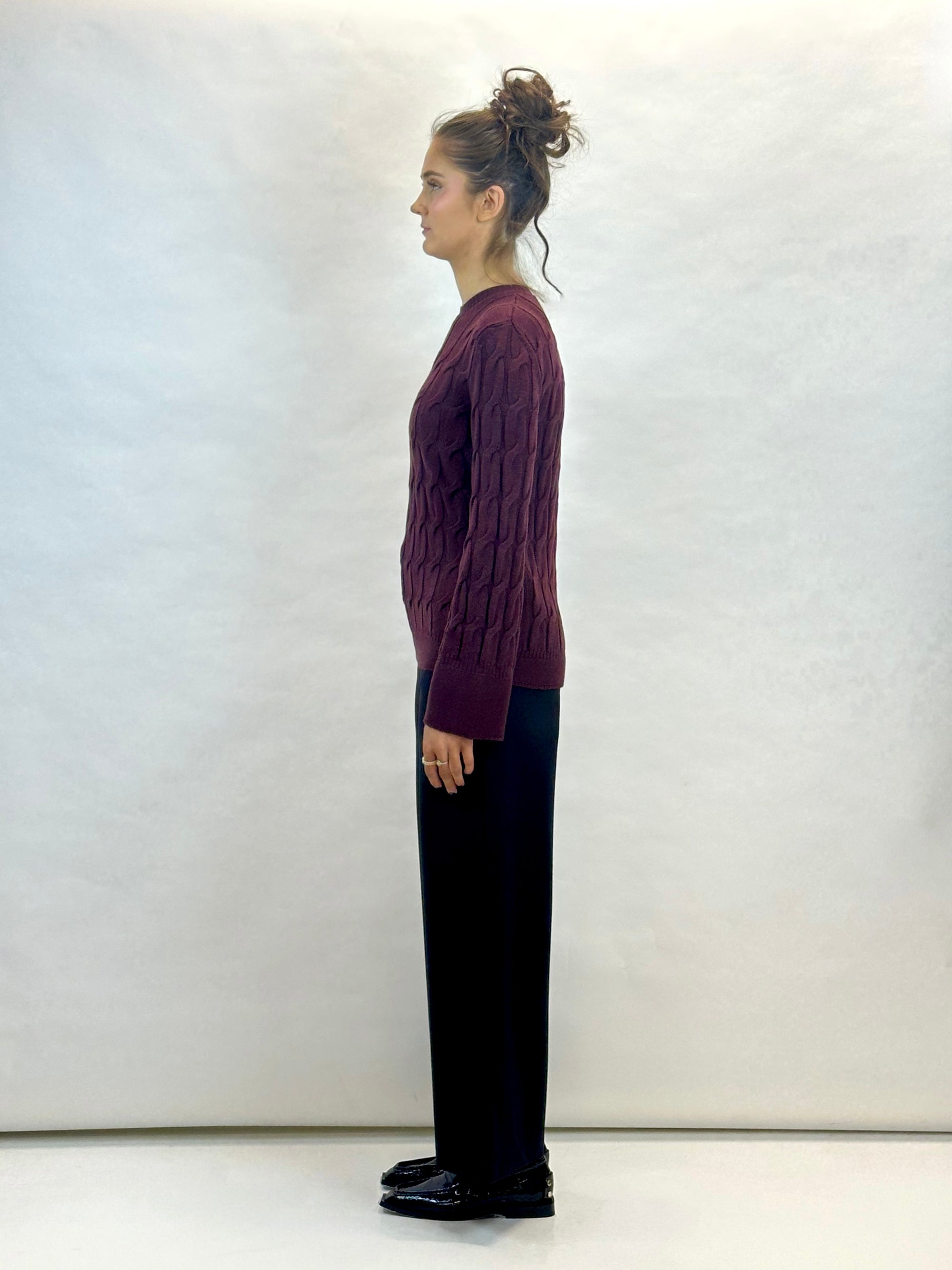 MM by MAX MARA Joice Cable Knit Top | Wine LEO BOUTIQUE