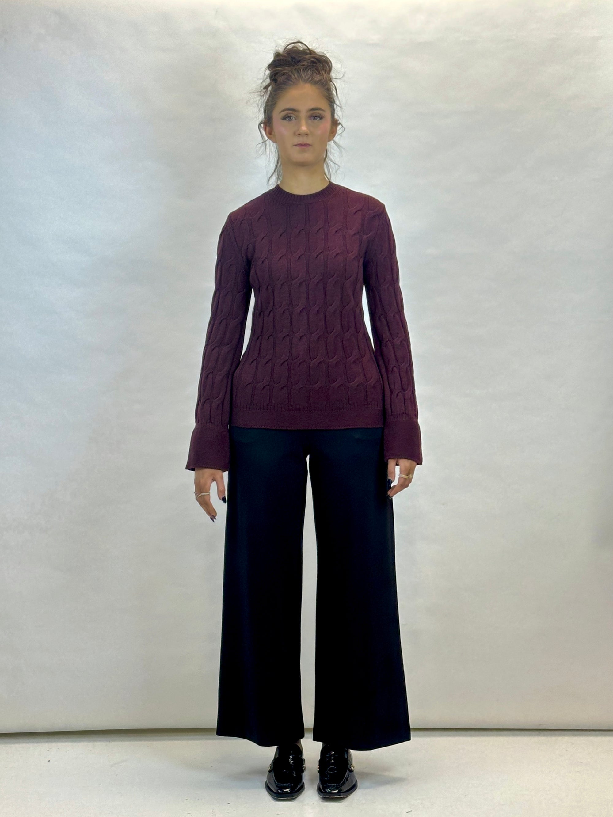 MM by MAX MARA Joice Cable Knit Top | Wine LEO BOUTIQUE