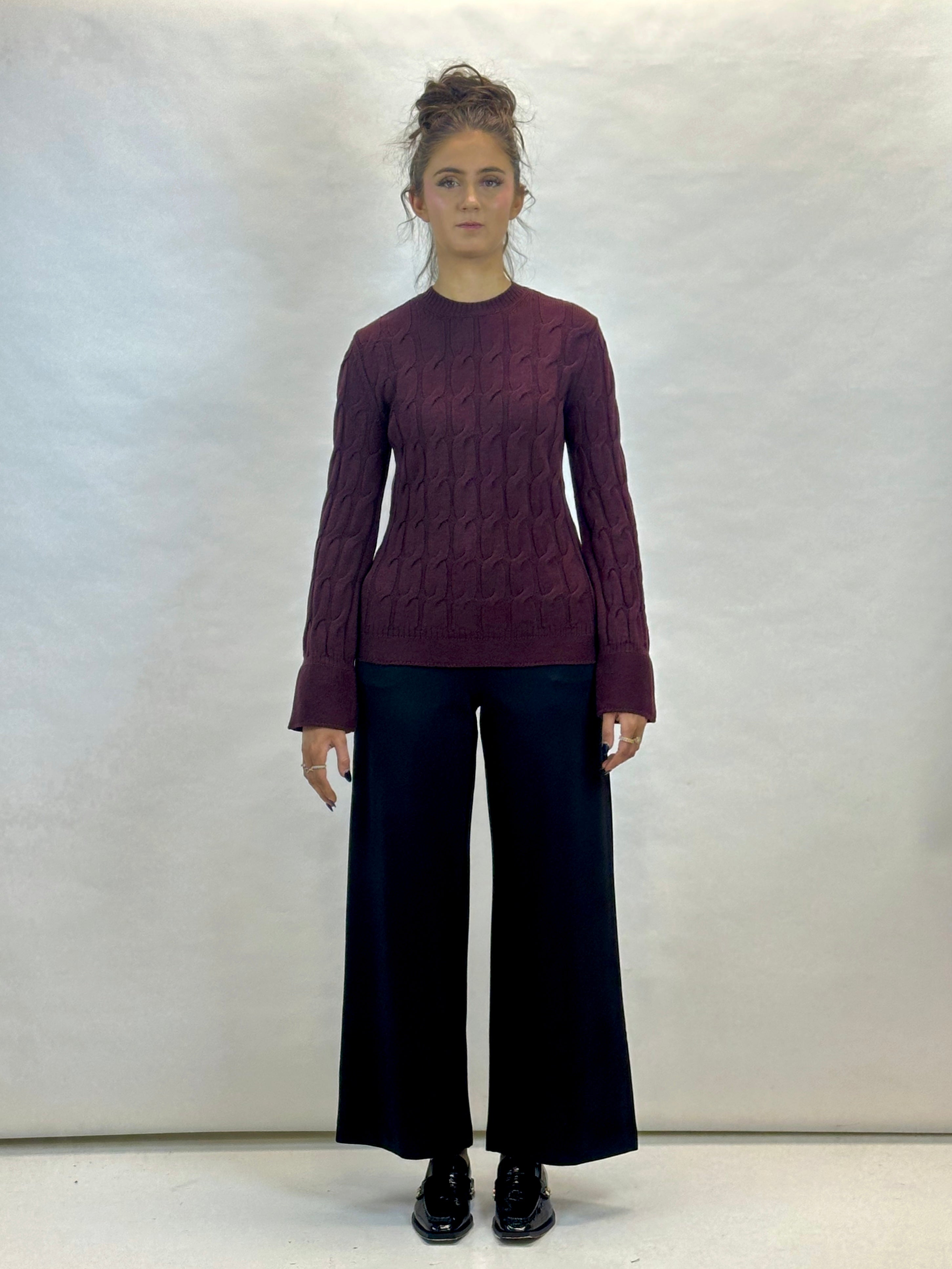 MM by MAX MARA Joice Cable Knit Top | Wine LEO BOUTIQUE