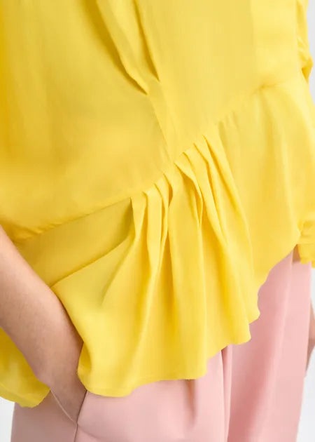 LEO BOUTIQUE Jacaranda Johnny Crepe Shirt | Lemon Squeeze ESSENTIEL ANTWERP