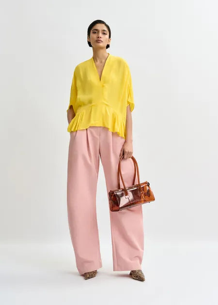LEO BOUTIQUE Jacaranda Johnny Crepe Shirt | Lemon Squeeze ESSENTIEL ANTWERP