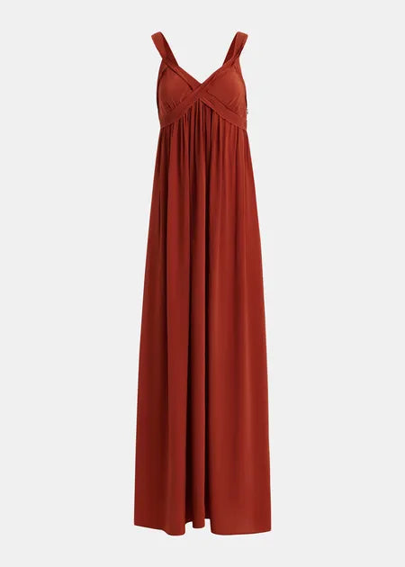 LEO BOUTIQUE Jacobean Johnny Crepe Dress | Burned Red ESSENTIEL ANTWERP