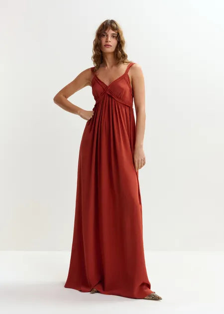 LEO BOUTIQUE Jacobean Johnny Crepe Dress | Burned Red ESSENTIEL ANTWERP