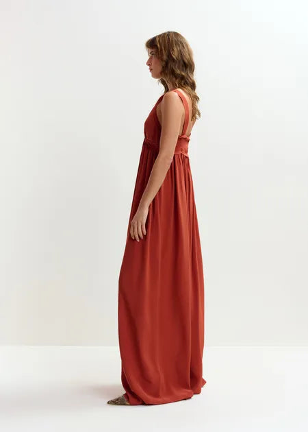 LEO BOUTIQUE Jacobean Johnny Crepe Dress | Burned Red ESSENTIEL ANTWERP