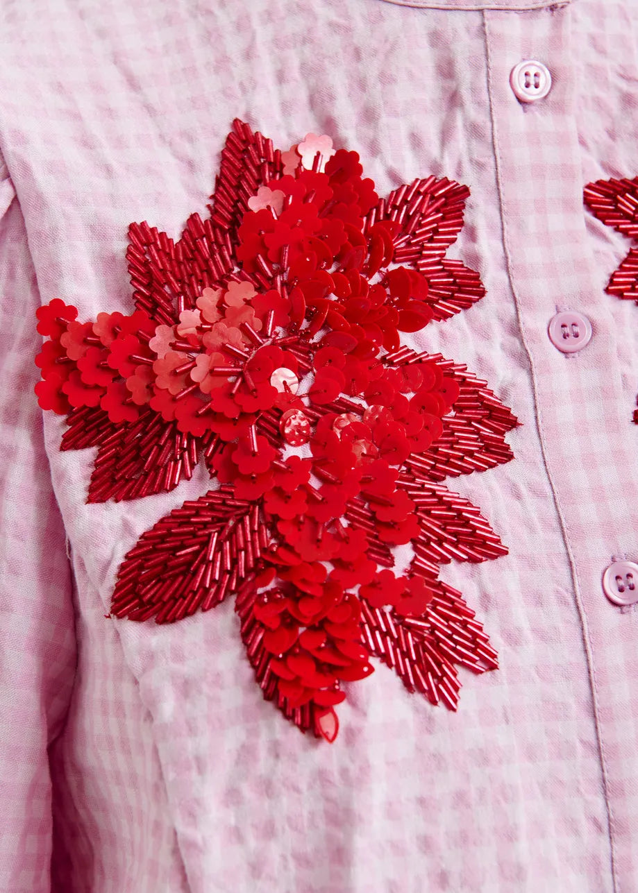 LEO BOUTIQUE Jaiden Embroidered Blouse | Bright Mauve ESSENTIEL ANTWERP 