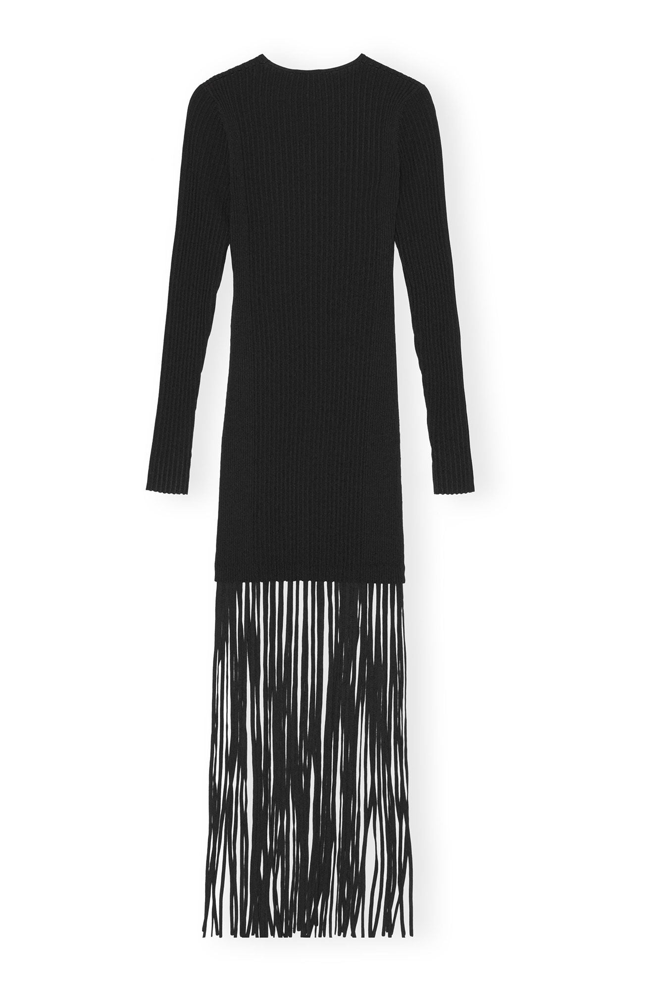 GANNI Melange Knit Fringe Mini Dress Black LEO BOUTIQUE
