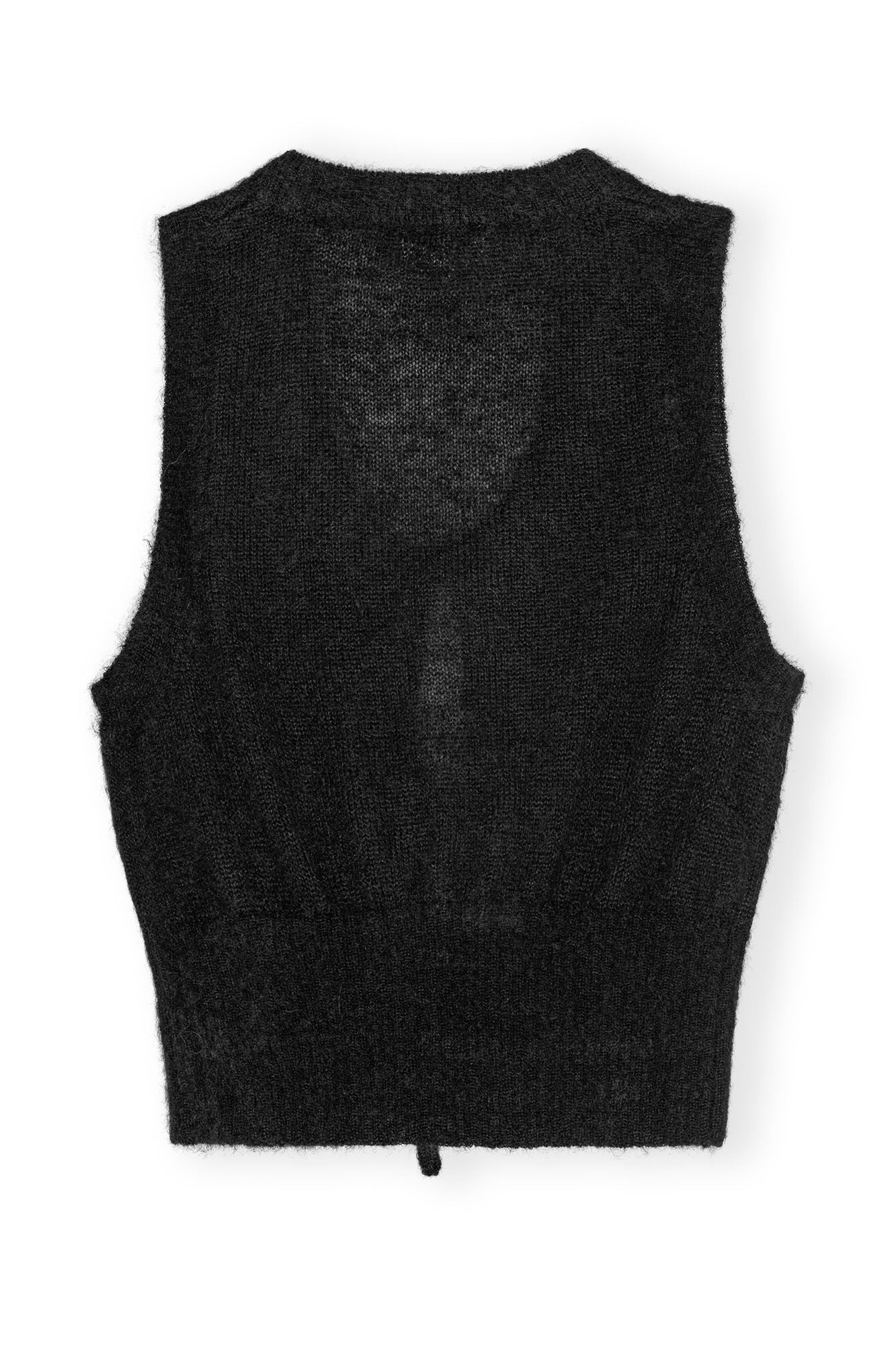 GANNI Light Mohair Tie String Vest | Black LEO BOUTIQUE