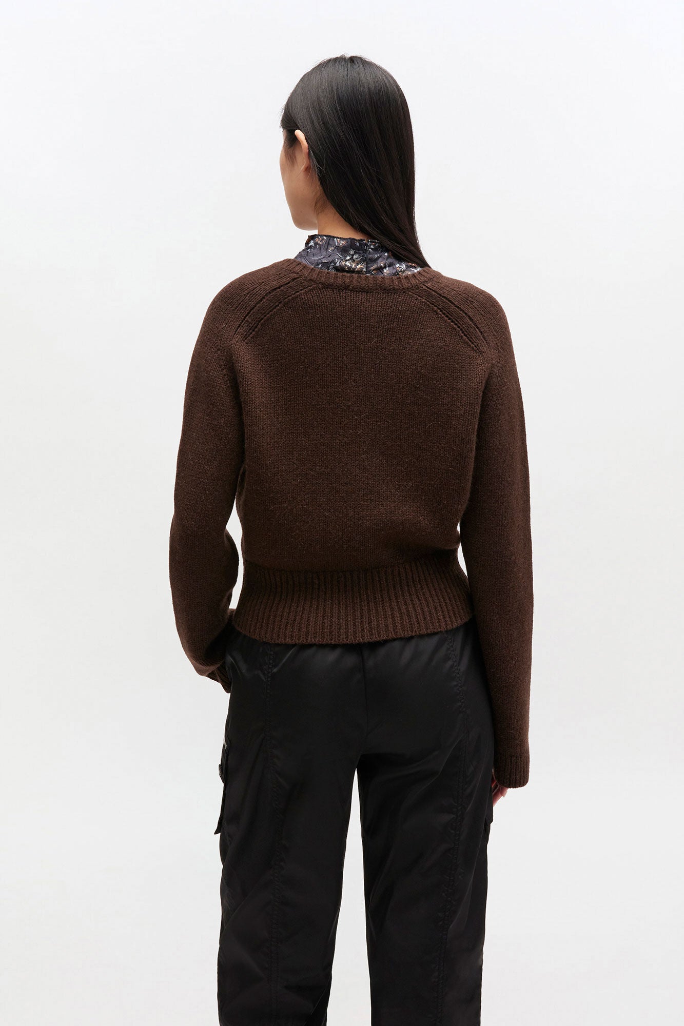 GANNI Wool Yak Mix Deep V-Neck | Shaved Chocolate LEO BOUTIQUE