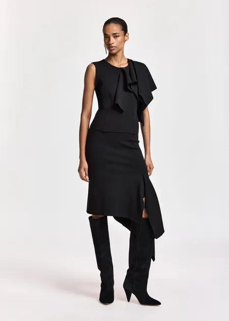 LEO BOUTIQUE Kap Knitted Skirt w/ Frill | Black ESSENTIEL ANTWERP